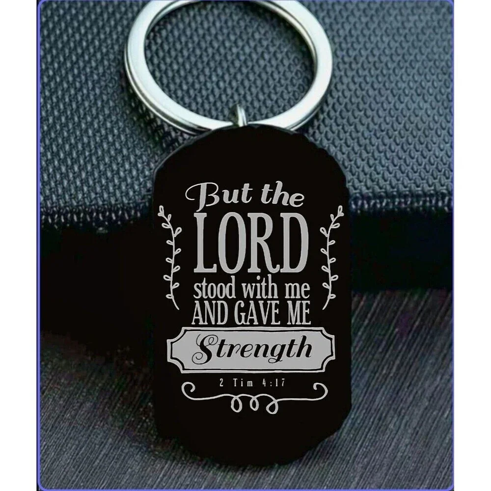 God Jesus Lord Cross Stainless Steel Keychain Faith Bible Quote Heaven